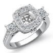 Diamond 3 Stone Engagement Princess Cushion Ring Platinum 950 Halo Setting 1.1Ct - javda.com 