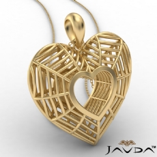 Wire Puffed Heart Gold Pendant Necklace 18