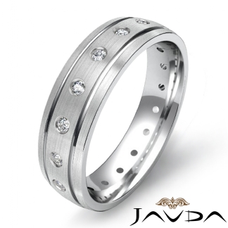 Bezel Diamond Mens Eternity Wedding Bevel Edge Dome Band 18k Gold White 0.35Ct
