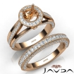 Pave Diamond Engagement Ring Round Semi Mount Bridal Sets 18k Rose Gold 1.7Ct - javda.com 