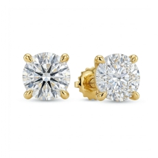 Round Lab grown Diamond Prong Stud Earring IGI Certified 14k Gold Yellow  (3Ct. tw.)
