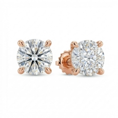 Round Lab grown Diamond Prong Stud Earring IGI Certified 14k Rose Gold  (3Ct. tw.)