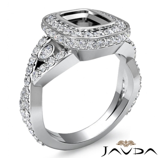 1.4Ct Halo Setting Diamond Engagement Cushion Semi Mount Ring 18k Gold White