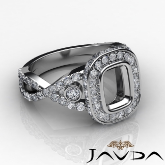 1.4Ct Halo Setting Diamond Engagement Cushion Semi Mount Ring 18k Gold White