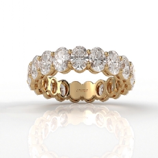 Women's Prong Set Oval Lab Grown Diamond Eternity Wedding Band 14k Gold Yellow  (4.5Ct. tw.)