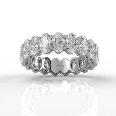 Oval Lab Grown Diamond Women's Shared Prong Wedding Band 14k White Gold 5.05Ctw.