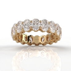 Women's Prong Set Oval Lab Grown Diamond Eternity Wedding Band 14k Gold Yellow  (5.45Ct. tw.)