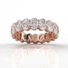 Women's Prong Set Oval Lab Grown Diamond Eternity Wedding Band 14k Rose Gold  (5.45Ct. tw.)