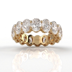 Oval Lab-Grown Diamond Shared Prong Women Wedding Band 14k Gold Yellow  (6.75Ct. tw.)