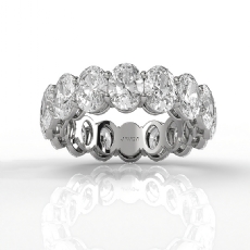 Oval Lab-Grown Diamond Shared Prong Women Wedding Band 14k White Gold 6.75Ctw