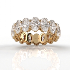 Oval Lab Grown Diamond Women's Eternity Anniversary Ring 14k Gold Yellow  (7.7Ct. tw.)