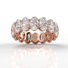 Oval Lab Grown Diamond Women's Eternity Anniversary Ring 14k Rose Gold  (7.7Ct. tw.)