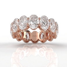 Shared Prong Oval Lab Grown Diamond Eternity Wedding Band 14k Rose Gold  (10.1Ct. tw.)