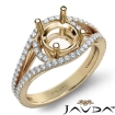 U Shared Prong Diamond Engagement Ring Round Semi Mount 18k Yellow Gold 0.65Ct - javda.com 