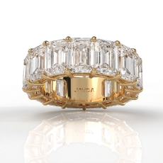 Women Shared Prong Wedding Band Emerald Lab-Grown Diamond 14k Gold Yellow  (13.3Ct. tw.)