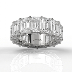 Women Shared Prong Wedding Band Emerald Lab-Grown Diamond 14k White Gold 13.3ctw