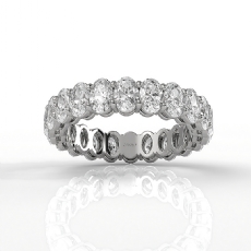 Shared Prong Oval Lab Grown Diamond Eternity Wedding Band 14k White Gold 3.6Ctw.