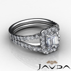Prong Set Sidestone Halo diamond Ring 18k Gold White