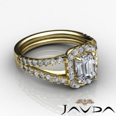 Prong Set Sidestone Halo diamond Ring 18k Gold Yellow