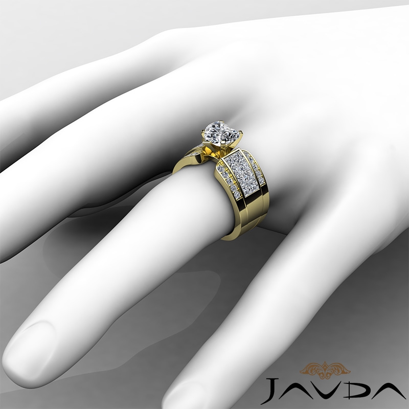Invisible Set 4 Prong Peg Head diamond Ring 14k Gold Yellow