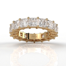 Eternity Princess Lab-Grown Diamond Prong Set Wedding Band 14k Gold Yellow  (7.4Ct. tw.)