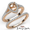 U Prong Diamond Engagement Ring Pear Semi Mount Bridal Set 18k Rose Gold 0.8Ct - javda.com 