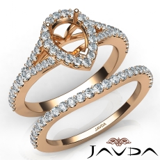 U Prong Diamond Engagement Ring Pear Semi Mount Bridal Set 18k Rose Gold  (0.8Ct. tw.)