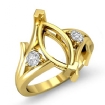 Round Marquise Diamond 3 Stone Engagement Ring Setting 14k Yellow Gold 0.2Ct - javda.com 