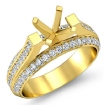 3 Row Womens Round Diamond Engagement Semi Mount Ring 14k Yellow Gold 1.4Ct - javda.com 