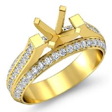 3 Row Womens Round Diamond Engagement Semi Mount Ring 14k Gold Yellow  (1.4Ct. tw.)