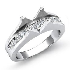 0.60Ct Diamond Channel Engagement Ring 14K W Gold Emerald Semi Mount