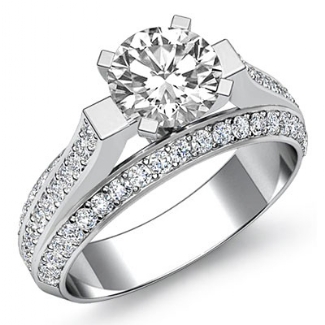 1.40 Ct Diamond Women Engagement Ring Setting 14k White gold Round Semi Mount