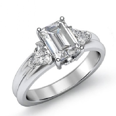 Trillion Accent 3 Stone diamond Ring Platinum 950