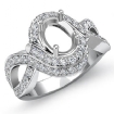 1Ct Diamond Engagement Antique Ring Oval Semi Mount 14k White Gold Halo Setting - javda.com 