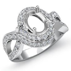 1Ct Diamond Engagement Antique Ring Oval Semi Mount 14K White Gold Halo Setting