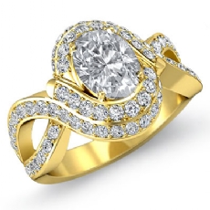 Curve Shank Halo Pave diamond Ring 18k Gold Yellow