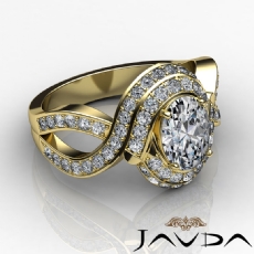 Curve Shank Halo Pave diamond Ring 14k Gold Yellow