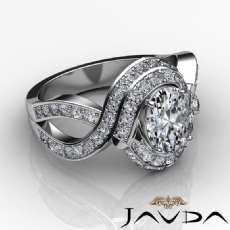 Curve Shank Halo Pave diamond Ring 14k Gold White