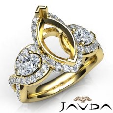 Three 3 Stone Diamond Anniversary Pear Marquise Semi Mount Ring 14k Gold Yellow  (1.4Ct. tw.)