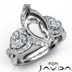 Three 3 Stone Diamond Anniversary Pear Marquise Semi Mount Ring Platinum 950 1.7Ct - javda.com 