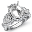 Three 3 Stone Diamond Anniversary Pear Oval Semi Mount Ring Platinum 950 1.4Ct - javda.com 