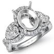 Three 3 Stone Diamond Anniversary Pear Oval Semi Mount Ring 18k White Gold 1.4Ct - javda.com 