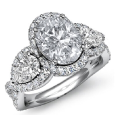 Petite Micropave Three Stone diamond Ring 18k Gold White