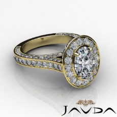 Halo Micro Pave Bridge Accent diamond Ring 14k Gold Yellow