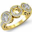 1.85Ct Round Princess Diamond 3 Stone Anniversary Ring 18k Yellow Gold - javda.com 