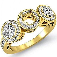 Round Princess Diamond 3 Stone Anniversary Ring 14k Gold Yellow (1.85Ct. tw.)