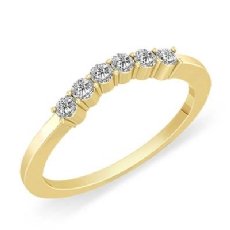 Classic Round Prong Set Diamond Half Wedding Band 14k Gold Yellow Womens Ring  (0.2Ct. tw.)