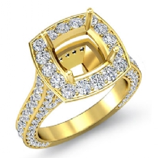 Cushion Diamond Engagement Ring 14k Gold Yellow Halo Pave Setting SemiMount (2.1Ct. tw.)