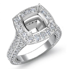 2.1Ct Cushion Diamond Engagement Ring 14K White Gold Halo Pave Setting SemiMount