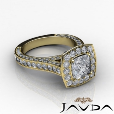 Bridge Accent Petite Halo Pave diamond Ring 14k Gold Yellow